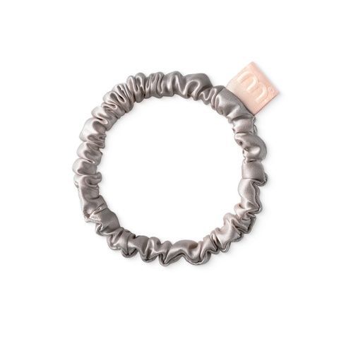 MON MOU SILK SLIM SCRUNCHIE TAUPE Тонка сіро-бежева резинка з натурального шовку