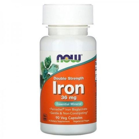 Now Foods Iron Double Strength Залізо подвійна сила 36 mg 90 Veg Capsules