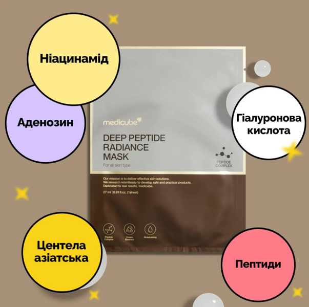 Medicube Deep Peptide Radiance Mask Регенеруюча кремова маска з пептидами 27 ml