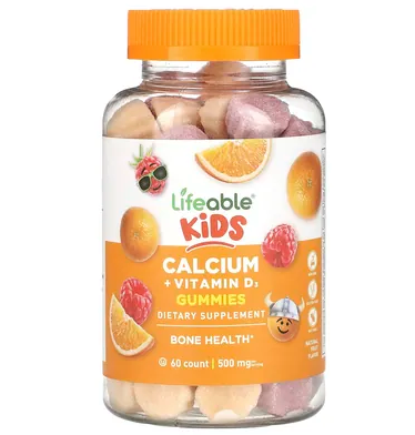 Lifeable Kids Calcium + Vitamin D3 Кальцій з вітаміном D3 для дітей 60 gummy