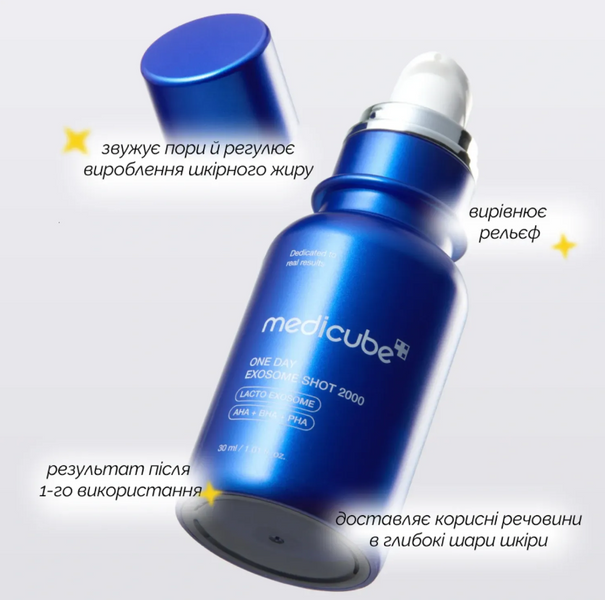 Medicube One Day Exosome Shot Pore Ampoule 2000 Сироватка з екзосомами та спікулами 30 ml