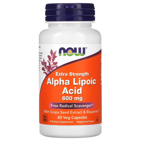 Now Foods Alpha Lipoic Acid 600 mg Альфа-ліпоєва кислота 60 Veg Capsules