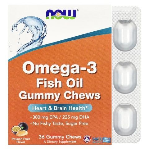 Now Foods Omega-3 Fish Oil Риб'ячий жир Маракуйя 36 Gummy Chews