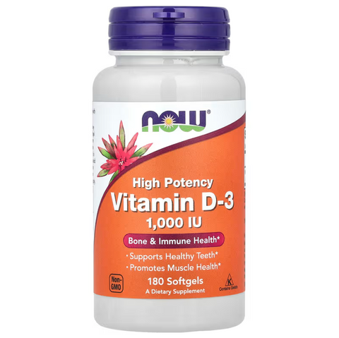 Now Foods Vitamin D-3 1000 IU Вітамін Д-3 1000 МО 180 Softgels