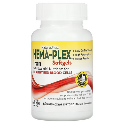 Nature's Plus Hema-Plex Iron Вітамінно-мінеральний комплекс 60 softgels