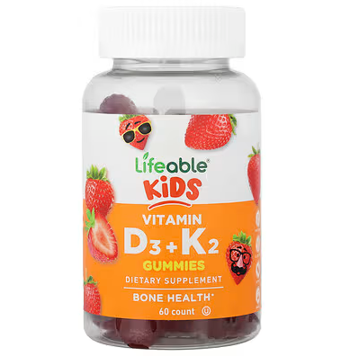 Lifeable Kids Vitamin D3+K2 Вітаміни D3+K2 60 gummy