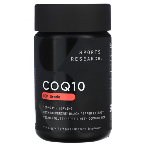 Sports Research CoQ10 with BioPerine & Coconut Oil 100 mg Коензим Q10 з Біоперином 120 Softgels