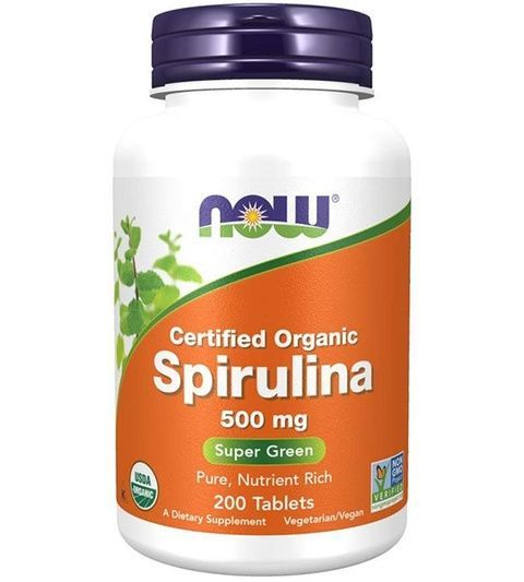 Now Foods Spirulina Сертифікована Органічна Спіруліна 500 mg 200 Tablets