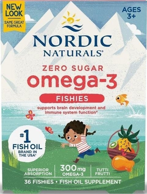 Nordic Naturals Omega-3 Fishies 300 mg Zero Sugar Риб'ячий жир для дітей 36 Fishies