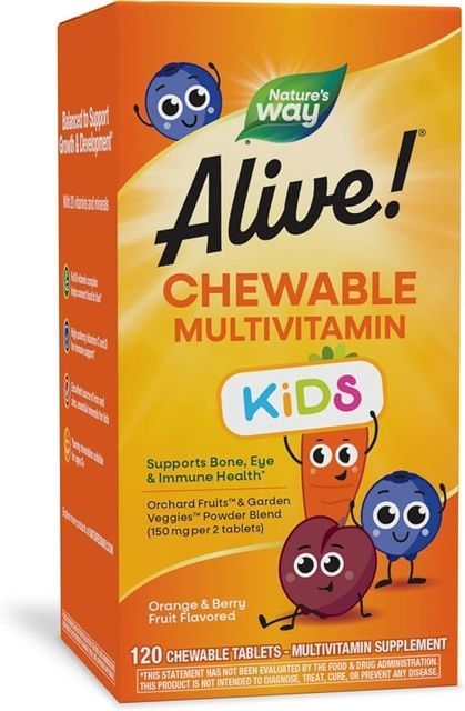 Nature's Way Alive! Children's Chewable Multi-Vitamin Orange + Berry Fruit 120 Chewable Tablets