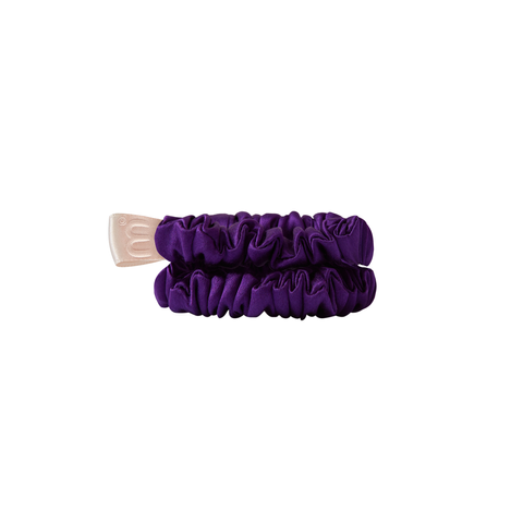 MON MOU SILK MINI SLIM SCRUNCHIE SET PURPL Набір фіолетових тонких резинок з натурального шовку 2 шт