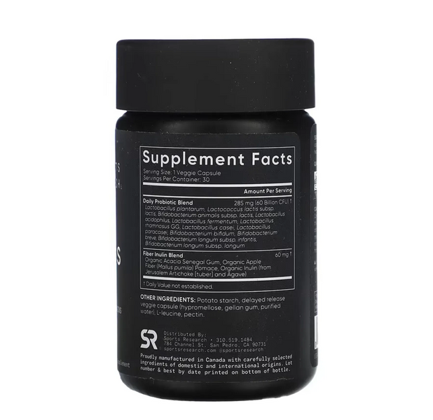 Sports Research Daily Probiotics with Prebiotics 60 Billion CFU Пробіотики 30 caps