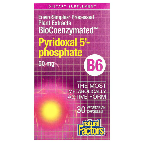 Natural Factors BioCoenzymated Pyridoxal 5-phosphate B6 50 mg 30 Vegetarian Capsules