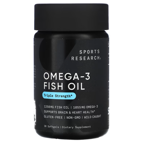 Sports Research Triple Strength Omega 3 Fish Oil 1250 mg Омега-3 потрійна сила 30 Softgels