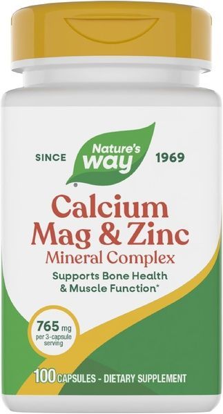 Nature's Way Calcium Mag & Zinc 765 mg Комплекс мінералів з кальцієм, магнієм та цинком 100 caps