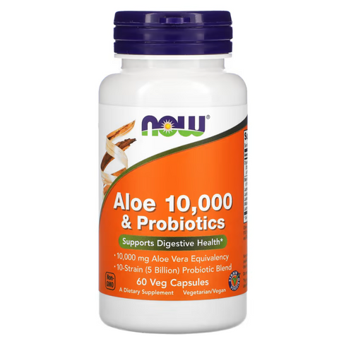 Now Foods Aloe 10 000 and Probiotics Алое Пробіотики 60 veg caps