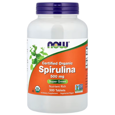 Now Foods Spirulina Сертифікована Органічна Спіруліна 500 mg 500 Tablets