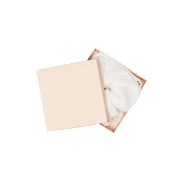 MON MOU SILK VOLUME SCRUNCHIE WHITE Супероб'ємна біла шовкова резинка