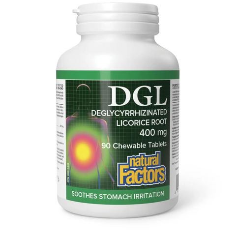 Natural Factors DGL Deglycyrrhizinated Licorice Root 400 mg Екстракт кореня солодки 90 Chew Tabs