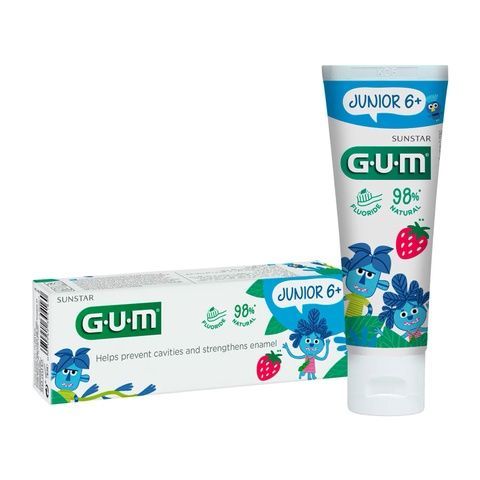 GUM Junior Strawberry Toothpaste Дитяча зубна паста-гель 6+ роки 50 ml