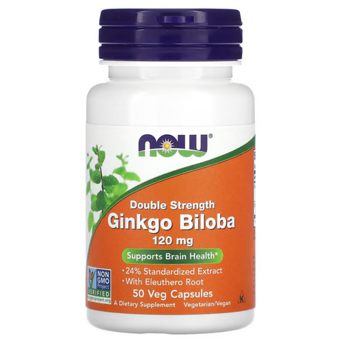 Now Foods Ginkgo Biloba Double Strength Натуральна добавка Гінкго білоба 120 мг 50 caps