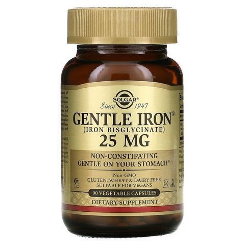 Solgar Gentle Iron 25 mg Легкозасвоюване залізо 90 Vegetable Capsules