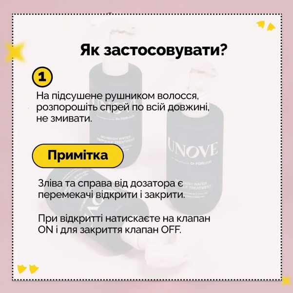 UNOVE No-Wash Water Ampoule Treatment Незмивний спрей-догляд для захисту і відновлення 200 ml
