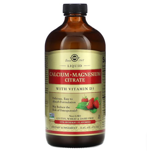 Solgar Liquid Calcium Magnesium Citrate With Vitamin D3 зі смаком полуниці 473 ml
