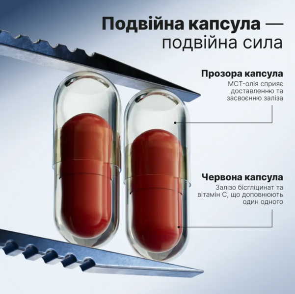 Perla Helsa Liposomal Iron Високобіодоступне залізо (бісгліцинат) з вітаміном С та МСТ-олією 60 caps