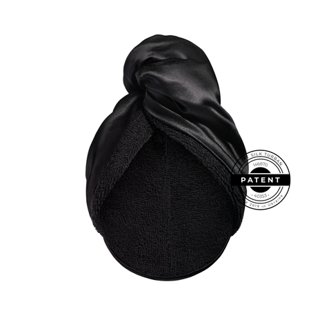 MON MOU SOFT SILK TURBAN BLACK Рушник-тюрбан для волосся чорний